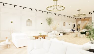 Modular sofas displayed throughout the 7th Avenue showroom at Legacy West in Plano