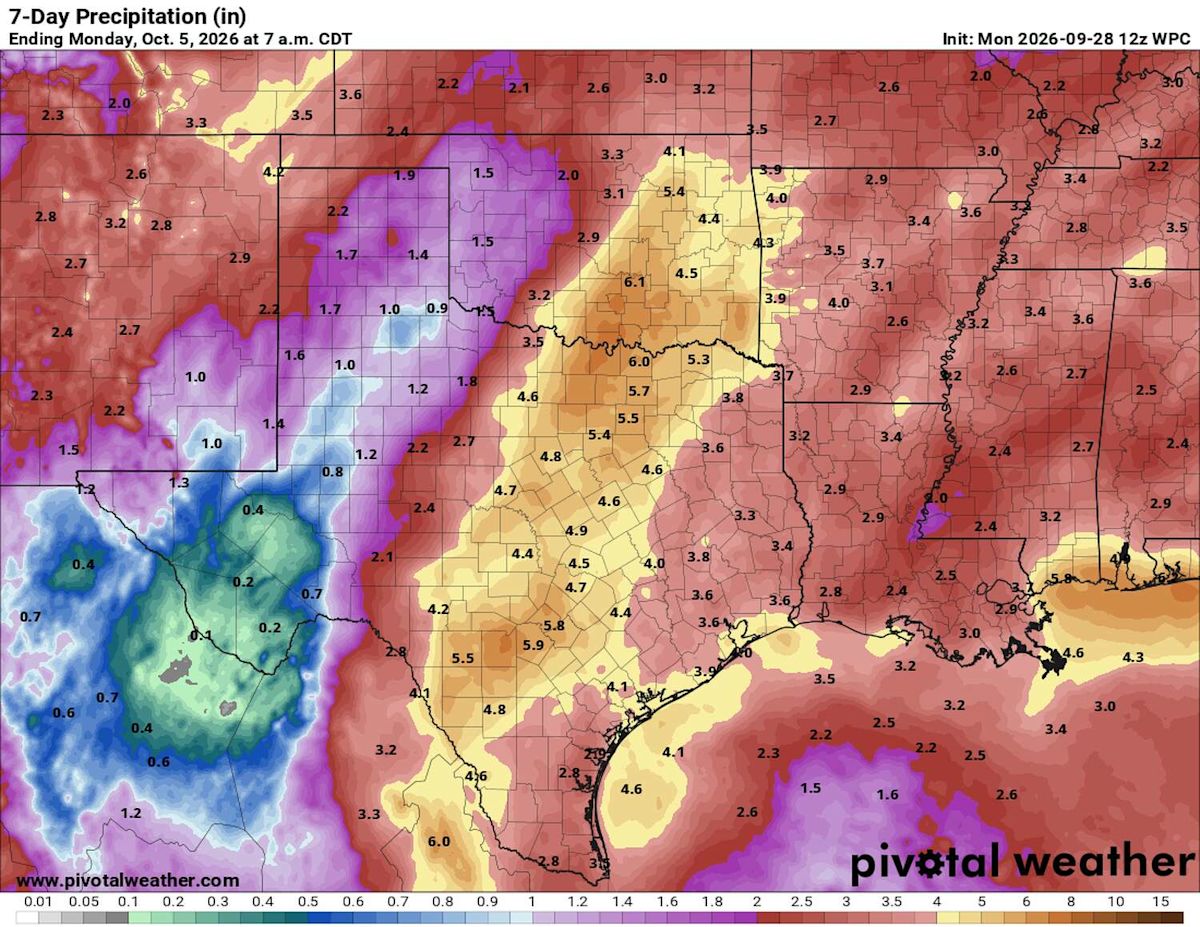 Texas faces a daily flood threat later this week. Here's a timeline of heavy rainfall for Houston.