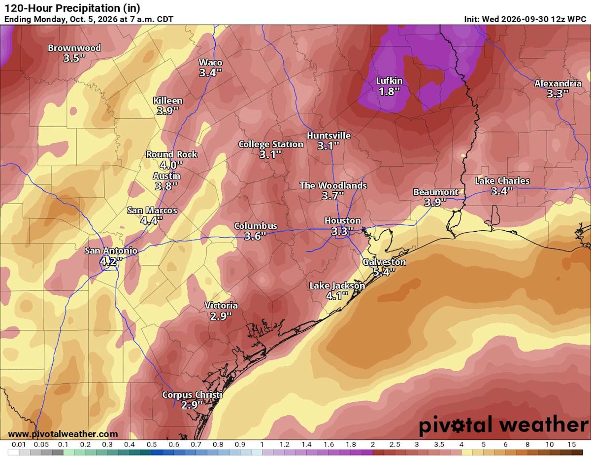 A shifting flood threat could bring two rounds of rain to Houston. Here's a timeline of impacts.