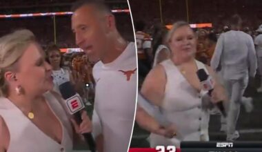 Steve Sarkisian torched for spurning Holly Rowe in shocking scene after dramatic Texas win