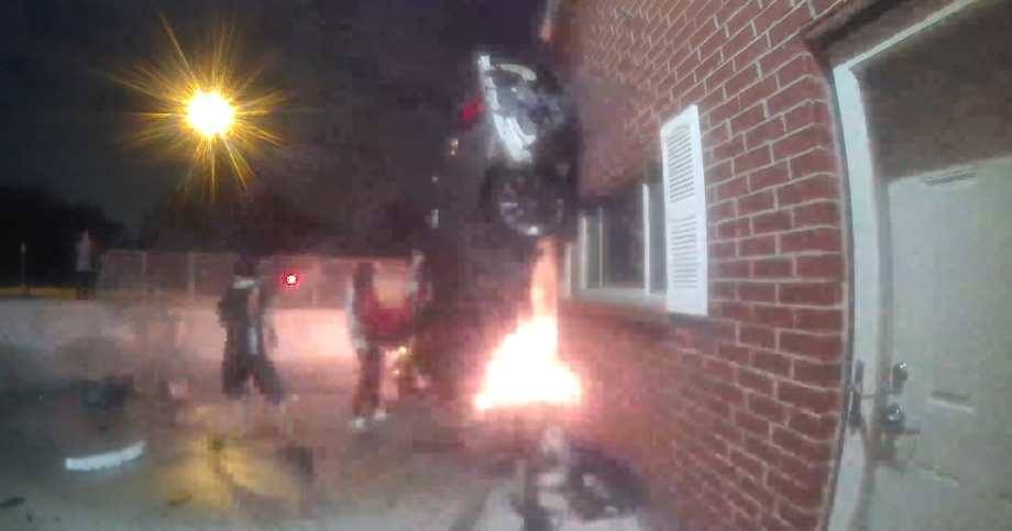 Video shows rescue after car crashes into building, catches fire in Dallas