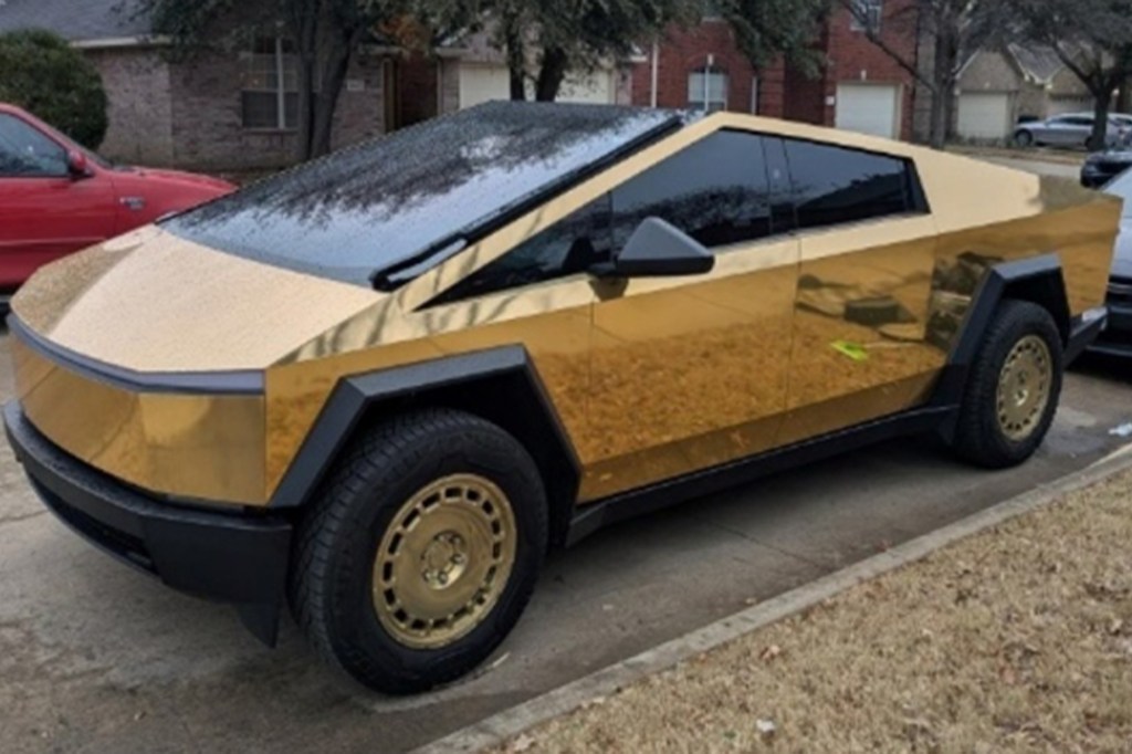 A gold-plated Tesla Cybertruck, purchased with fraudulent proceeds by Texas mental health clinic owner Kevin Curry.