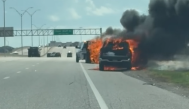 Vehicle fire slows traffic on Highway 358 near Flour Bluff