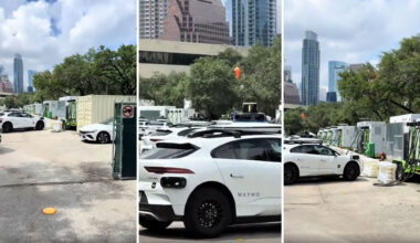 Waymo Robotaxis charging from gas generators.