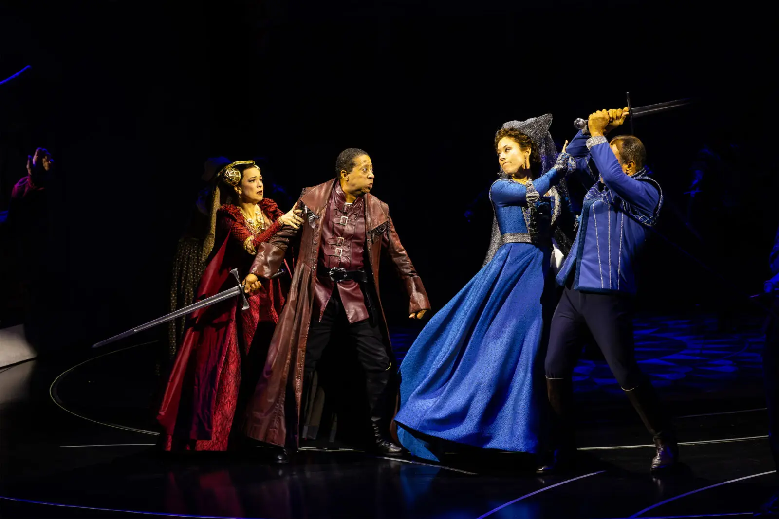 Elizabeth Bunch, David Rainey, Allison Pistorius, and Orlando Arriaga in Alley Theatre’s production of "Romeo and Juliet." (Photo by Lynn Lane)