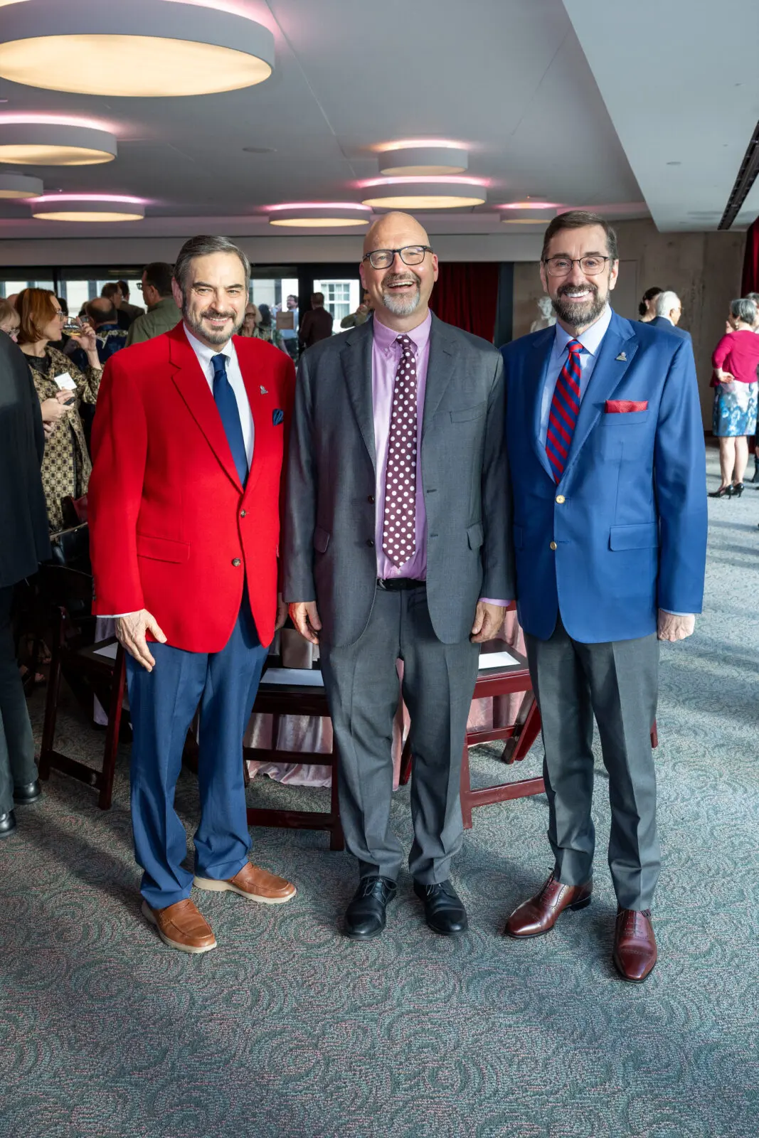 Associate producer Stephen McCauley, artistic director of Alley Theatre Rob Melrose, associate producer David Peavy at Alley Theatre Opening Night Dinner (Photo by Jacob Power)