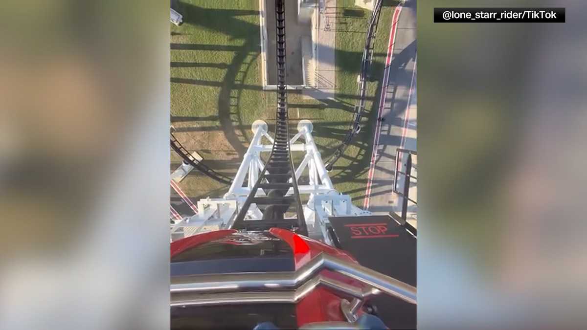 Video captures moment when coaster gets stuck at vertical drop
