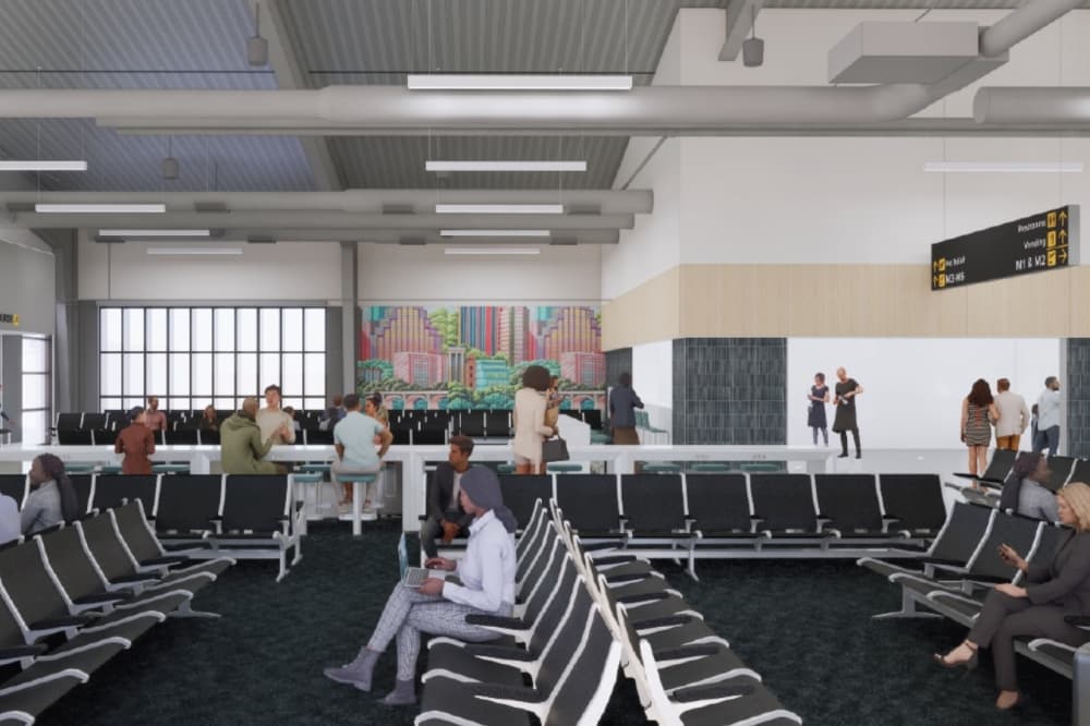 Concourse M interior gates rendering