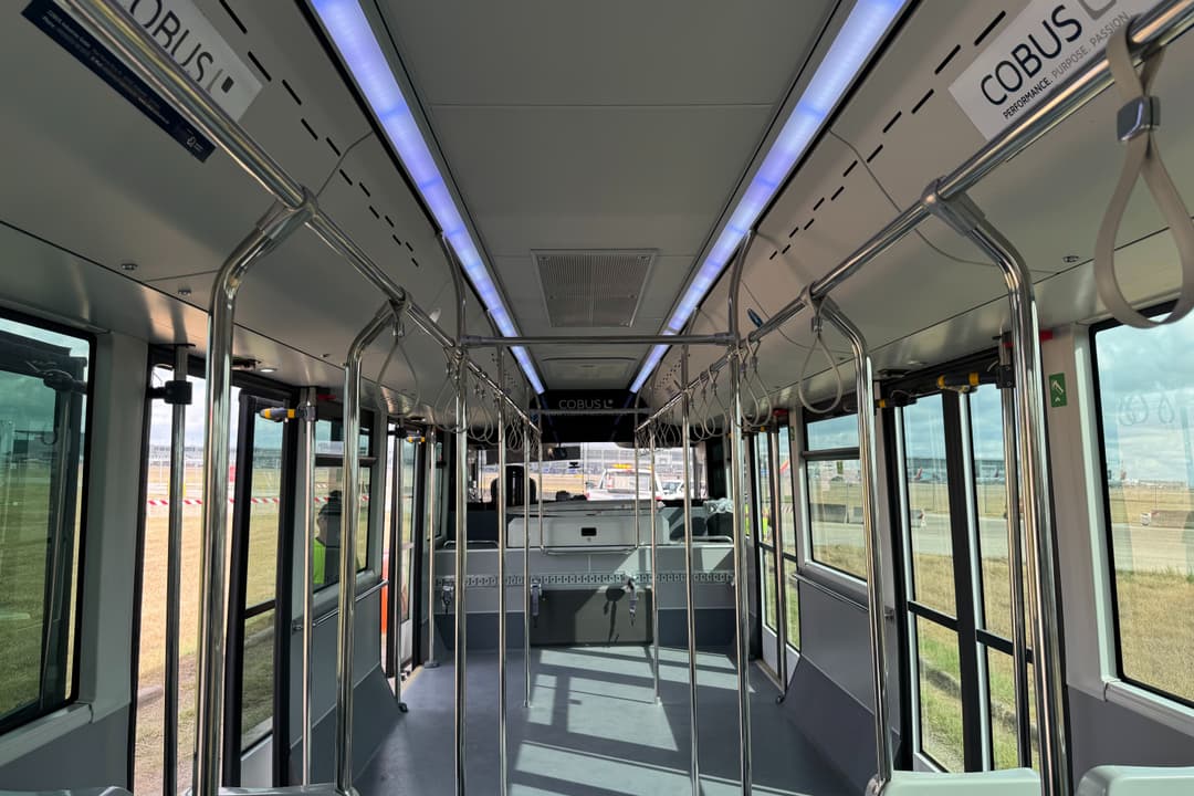 Inside of Austin airport shuttle bus