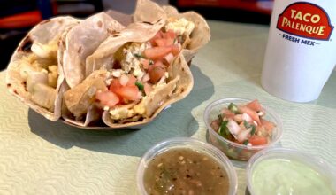 Tacos and salsas from Taco Palenque. 