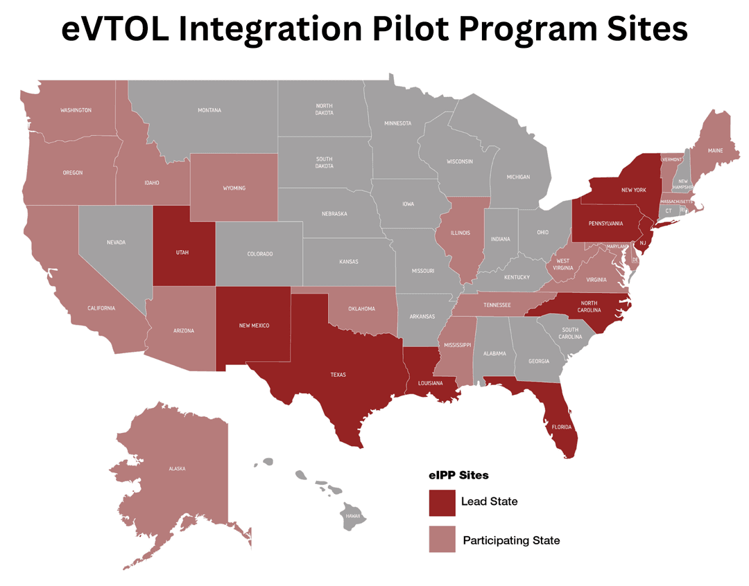 eVTOL testing programs map