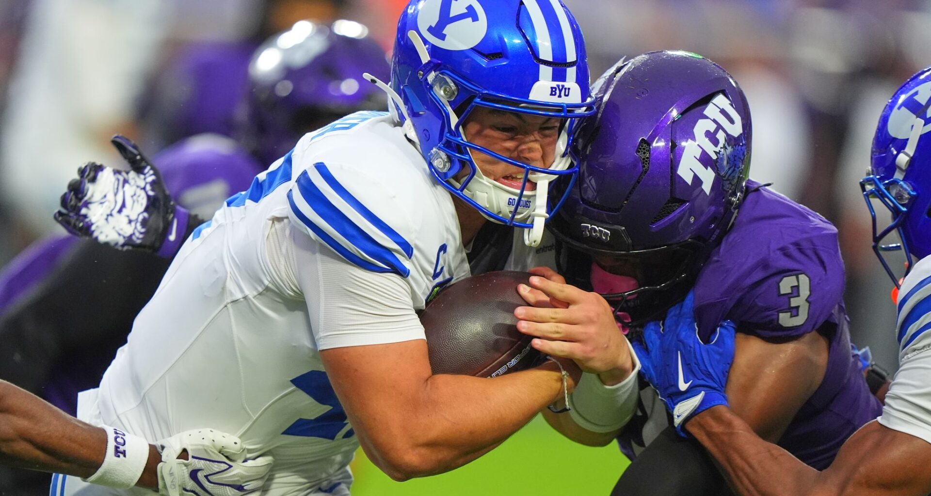 Bear Bachmeier runs for 2 TDs as No. 10 BYU overcomes loss of LJ Martin to beat TCU 17-10