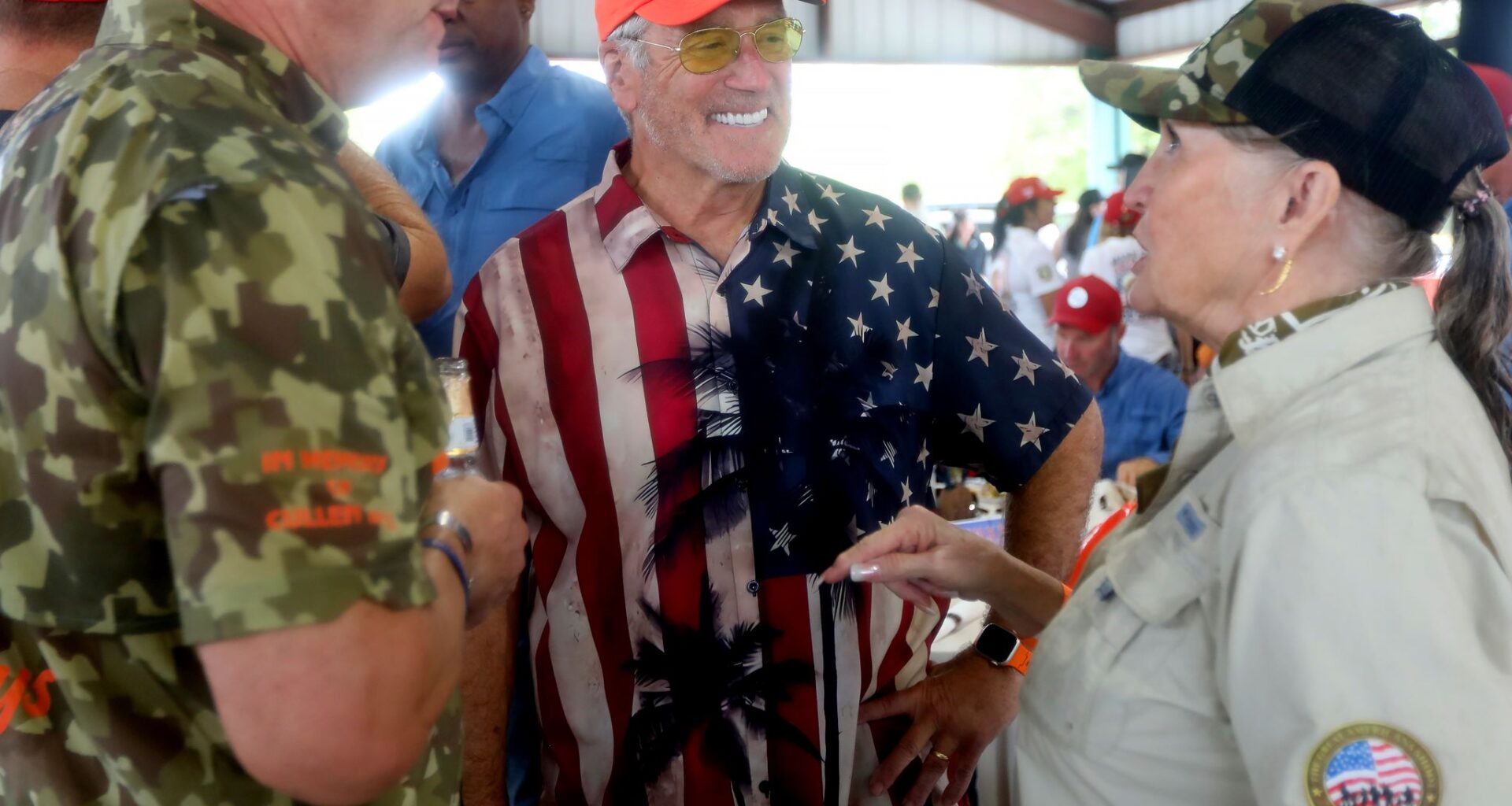 Mike Reynolds, a descendent of the Kleberg family of King Ranch, smiles as he talks during The Great American Shoot, a fundraising event benefitting The Special Forces Trust, which supports America's Green Berets at the Dallas Gun Club in Lewisville, Texas, Saturday, October 3, 2026.