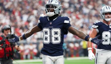 Oct 4, 2026; Houston, Texas, USA; Dallas Cowboys wide receiver CeeDee Lamb (88) reacts after a fourth quarter touchdown against the Houston Texans at Reliant Stadium.