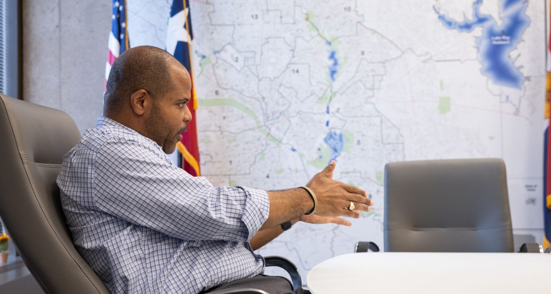 Dallas City Manager Kimberly Bizor Tolbert and Mayor Eric Johnson pose for a photo at Dallas City Hall in Dallas, Wednesday, Sept. 30, 2026.