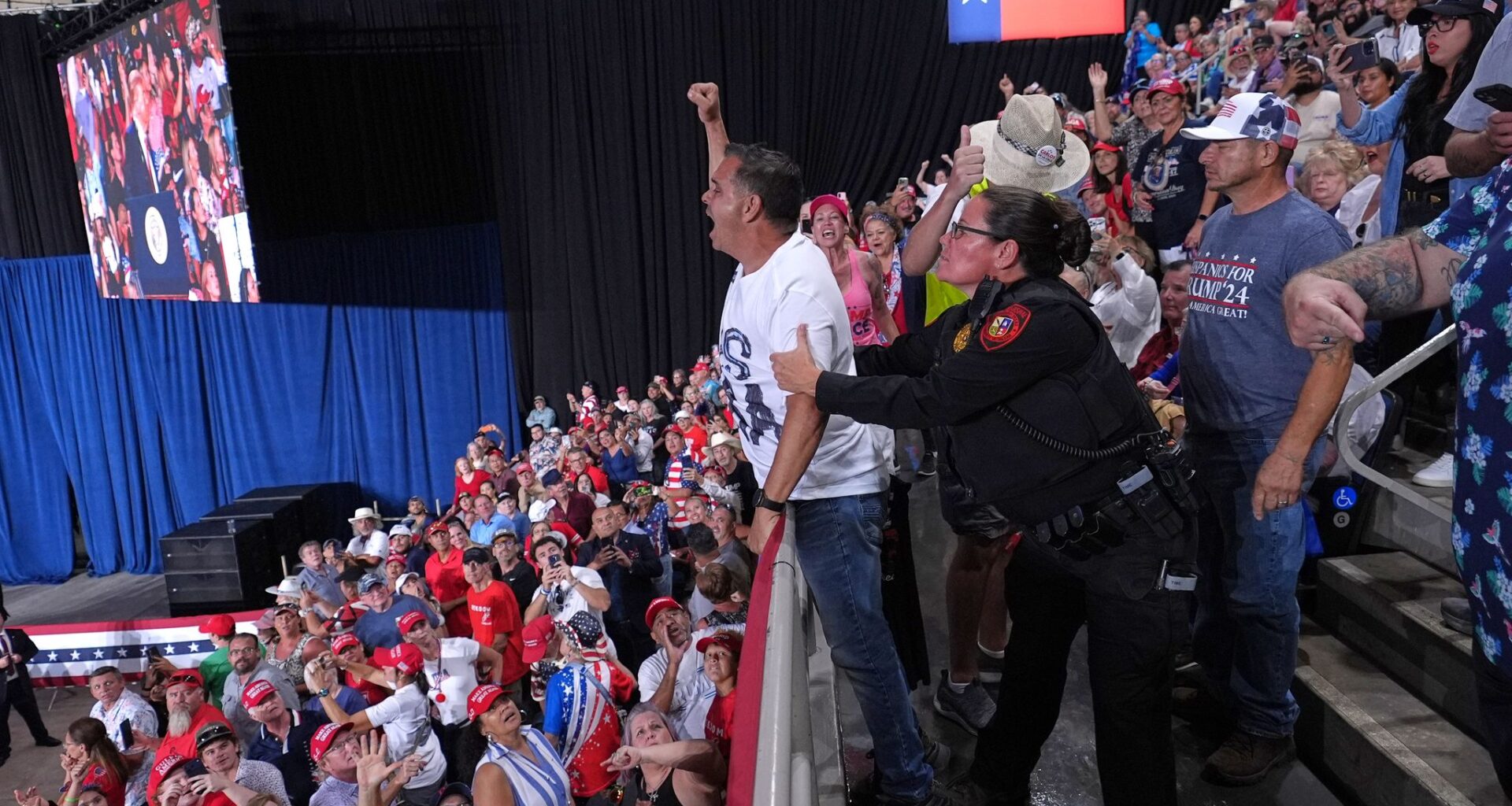 Trump interrupted by protesters as he fights to rally Texas voters behind Paxton in US Senate race