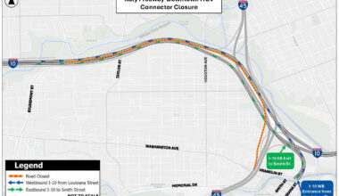Interstate 10 construction notice from TxDOT.