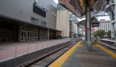 An empty CapMetro rail station in Austin, Texas.