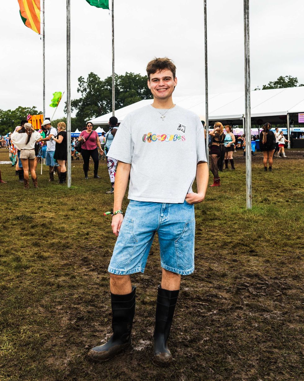 Christian Hatley in mudboots at ACL Fest 2026