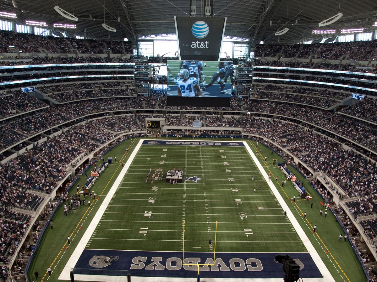 The field of the AT&T Stadium for NFL matches