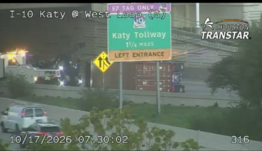 West Loop SB entrance ramp reopens after overturned 18-wheeler near I-10, Houston TranStar reports