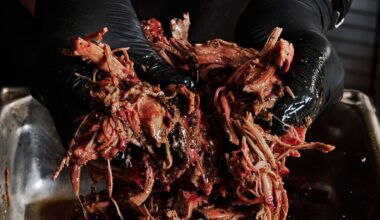 Pulled lamb at Micklethwait Barbecue in Austin.