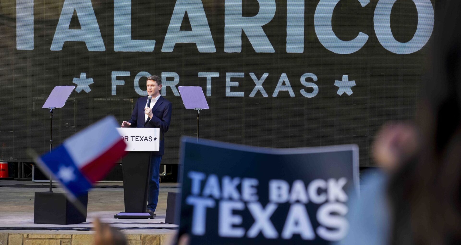 State Rep. James Talarico, the Democratic nominee for Senate, at a rally Sunday in Plano.