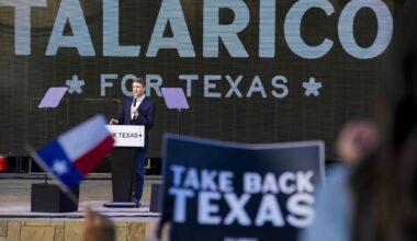 State Rep. James Talarico, the Democratic nominee for Senate, at a rally Sunday in Plano.