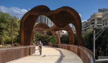 The Loop plaza, opening Oct. 20, will provide a new public gathering space and a bike and pedestrian bridge at Victory Park. 