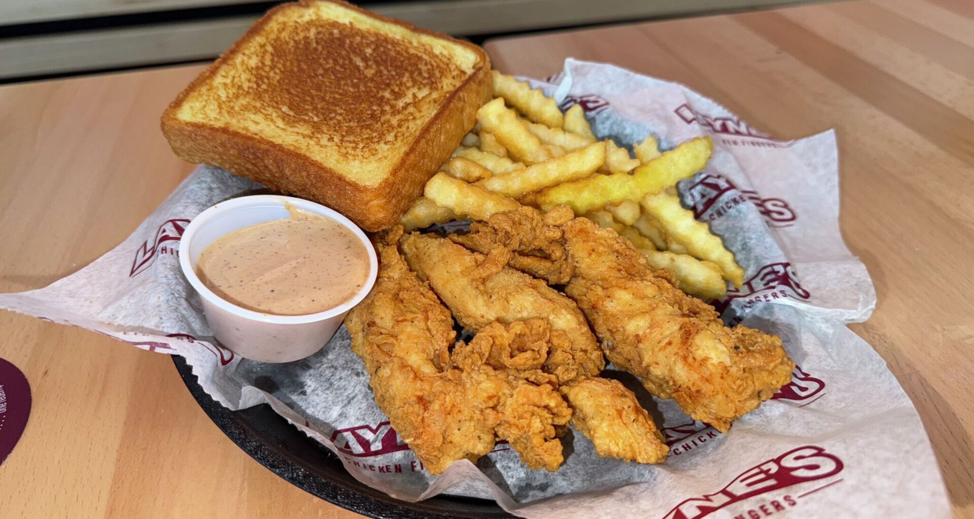 Three-finger meal at Layne's Chicken Fingers.