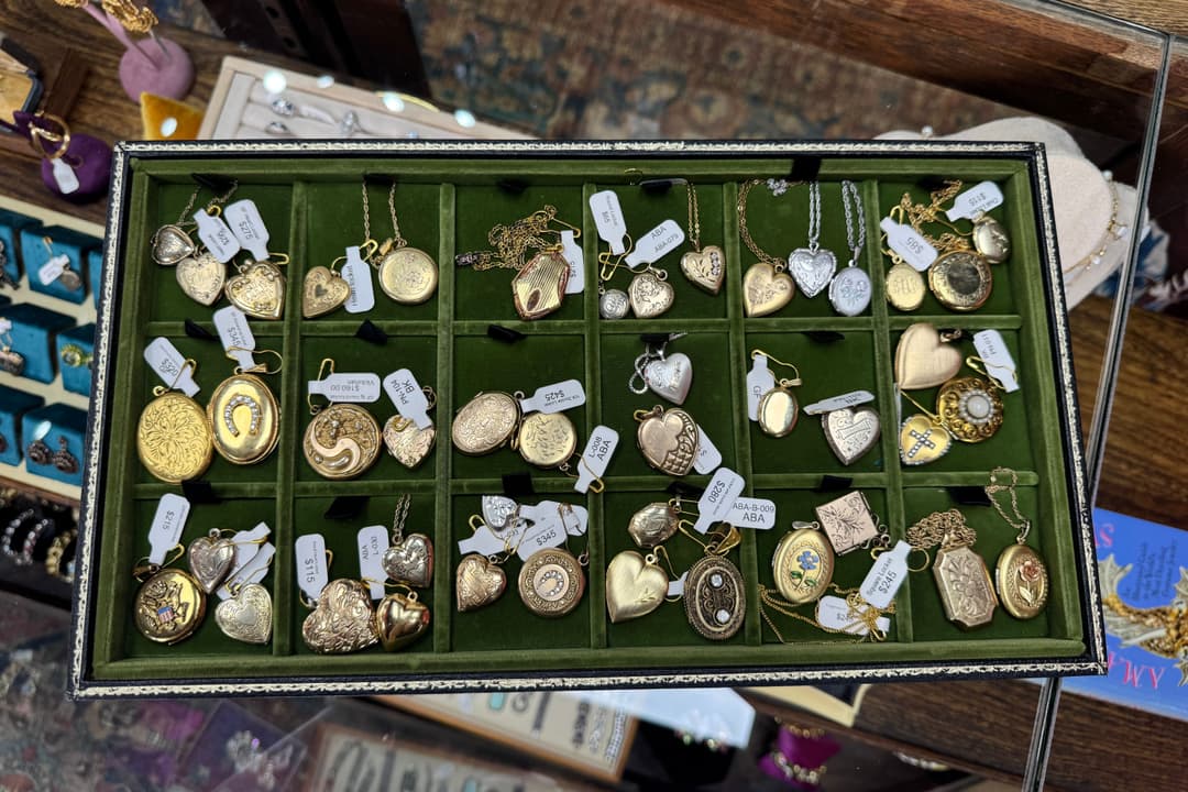 Antiques by Anna box of lockets for sale 