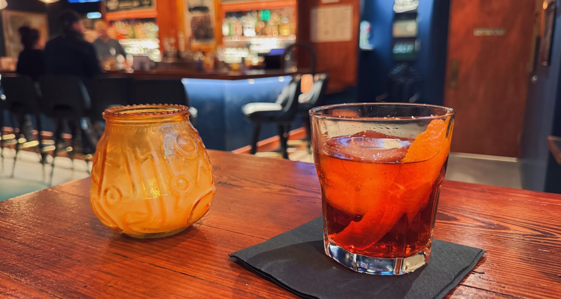 a cocktail on a table at Easy Slider