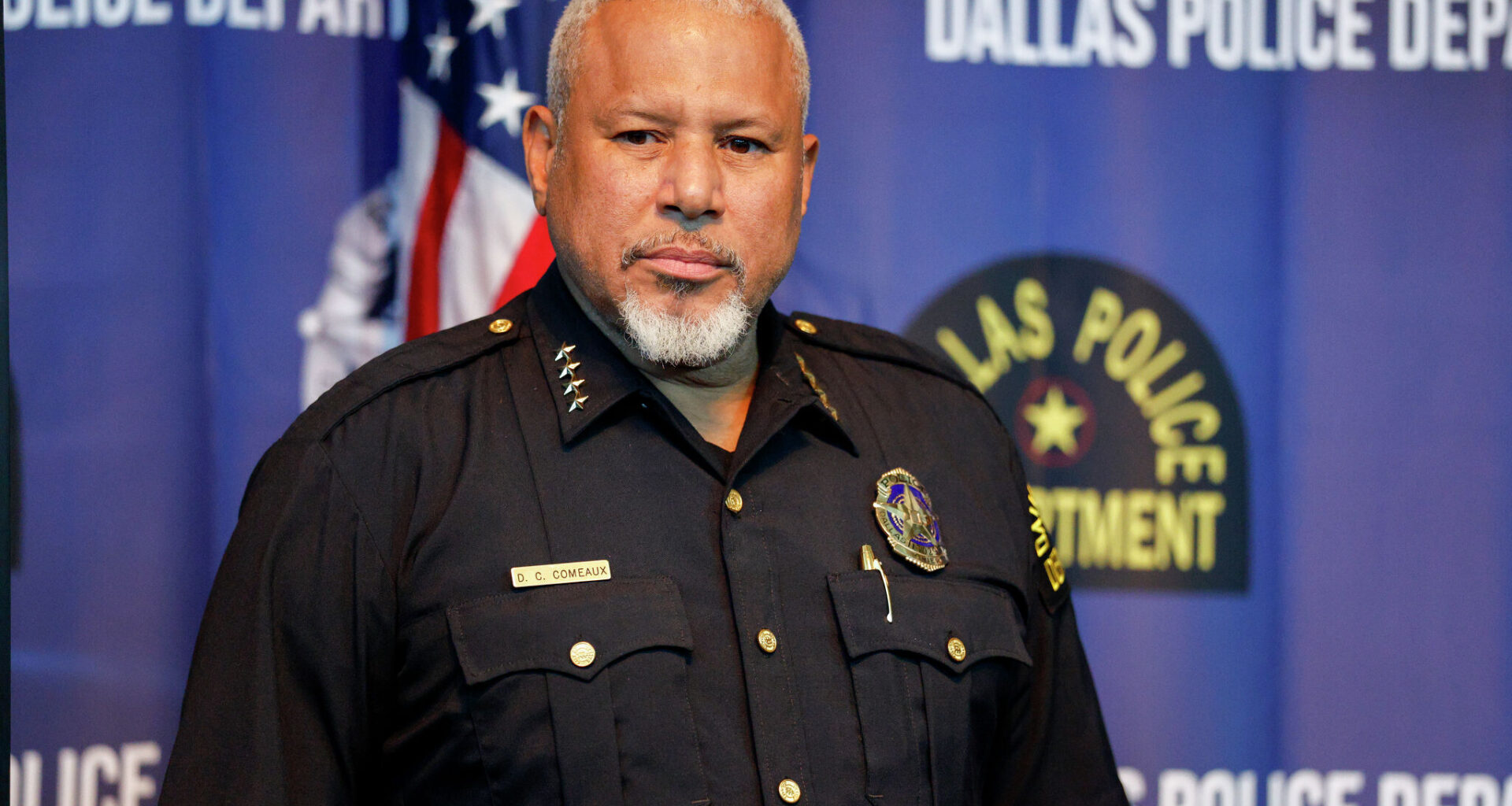 Dallas Police Chief Daniel Comeaux listens during a news conference at Jack Evans Police Headquarters on Aug. 10, 2026, in Dallas. Comeaux said Thursday he was “highly disappointed” that department members leaked details of an ongoing investigation into the department's top spokesperson to the media.
