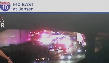Multiple westbound lanes on I-10 near I-69 shut down due to overturned truck