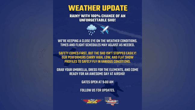 Amigo Airsho weather update.