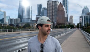 Armando Bisono walked along the South Congress Avenue bridge over Lady Bird Lake near downtown Austin.