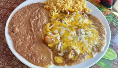 Cheese enchilada plate from Rocky's Taco House.