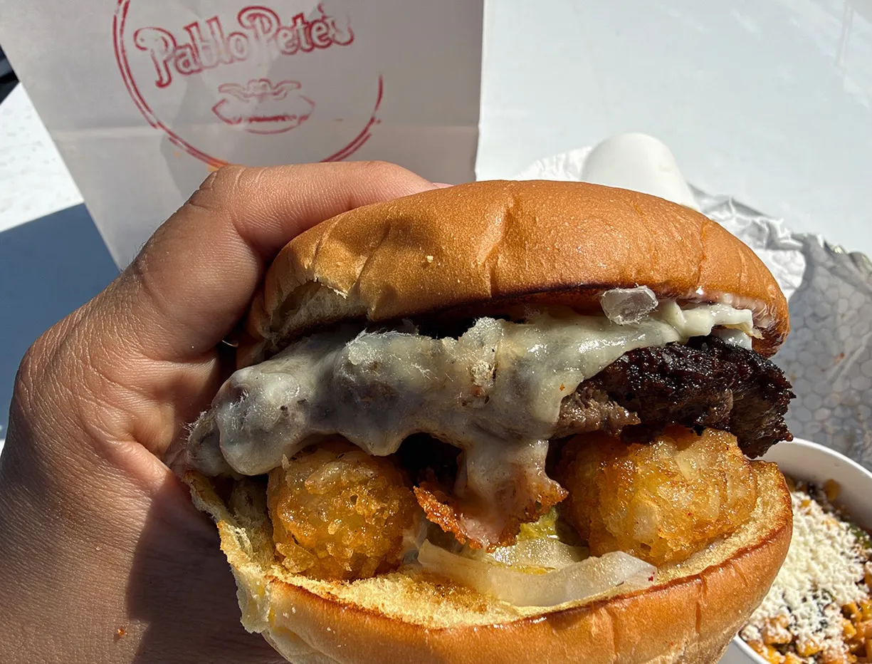 a caviar burger from Pablo Pete's