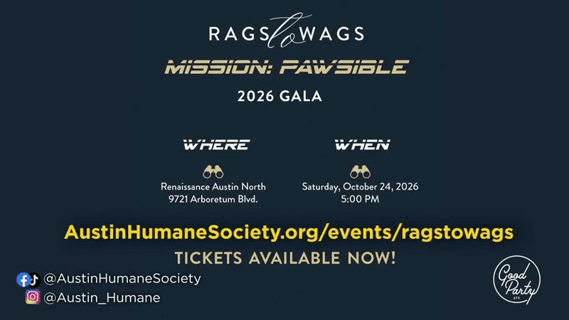Kyle is also helping spread the word about the Austin Humane Society's Rags to Wags gala, happening October 24!