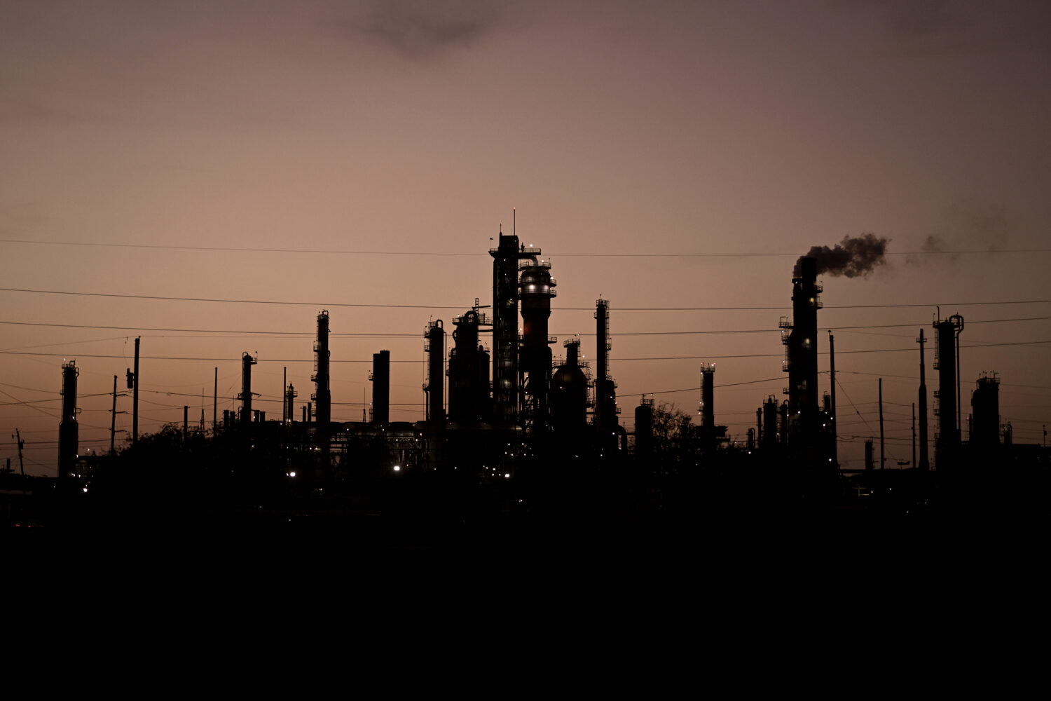 Refineries line the skyline near the Port of Corpus Christi on Sept. 3, 2026.