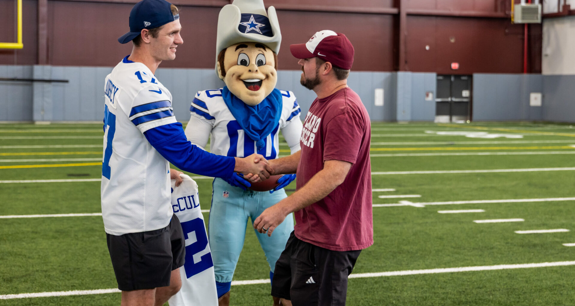 Cowboys kicker Brandon Aubrey returns to Plano Senior High to surprise soccer coach with $5,000 grant