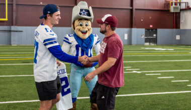 Cowboys kicker Brandon Aubrey returns to Plano Senior High to surprise soccer coach with $5,000 grant