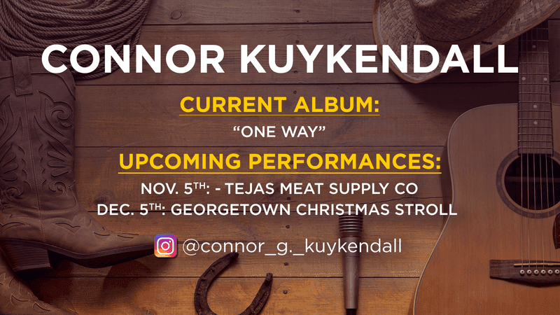 Austin-born, Liberty Hill-raised, and full of Texas talent! Local singer-songwriter Connor Kuykendall is bringing his music to the "We Are Austin" stage for another HAAM Music Monday, powered by FVF Law.