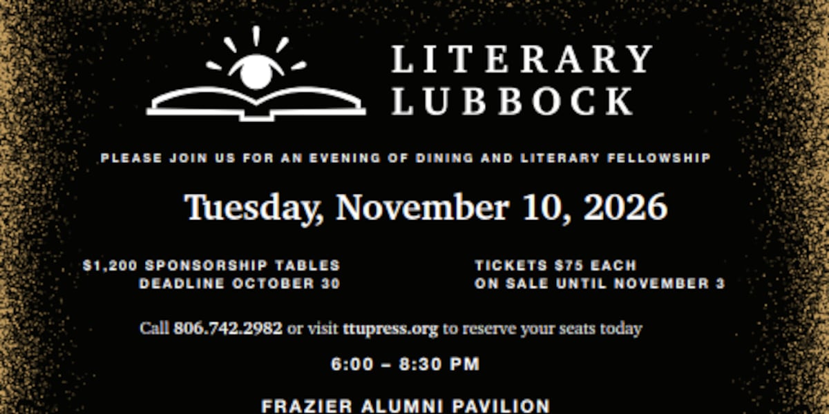 Noon Notebook: Tickets Available for Literary Lubbock gala dinner
