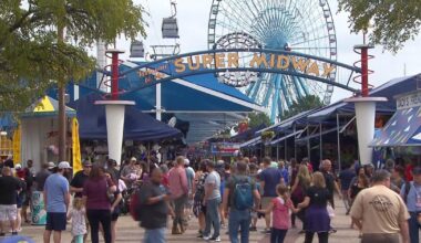 Visitors enjoy food, rides, and games on the final day of the State Fair of Texas