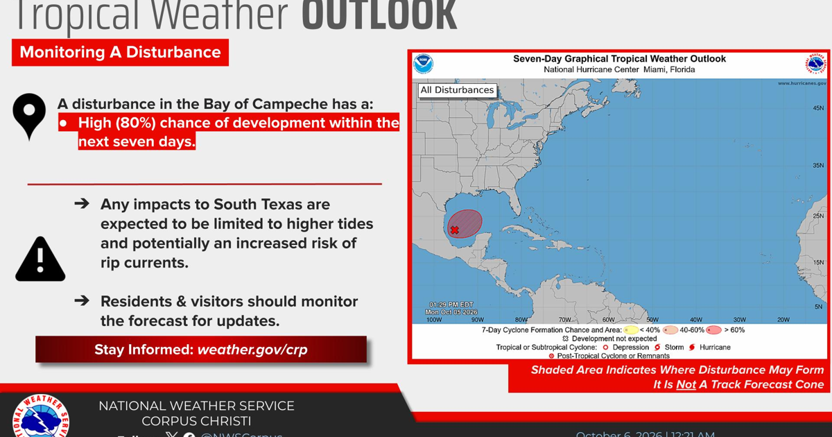 Disturbance in Bay of Campeche has 80% chance of development | Beeville Bee-Picayune