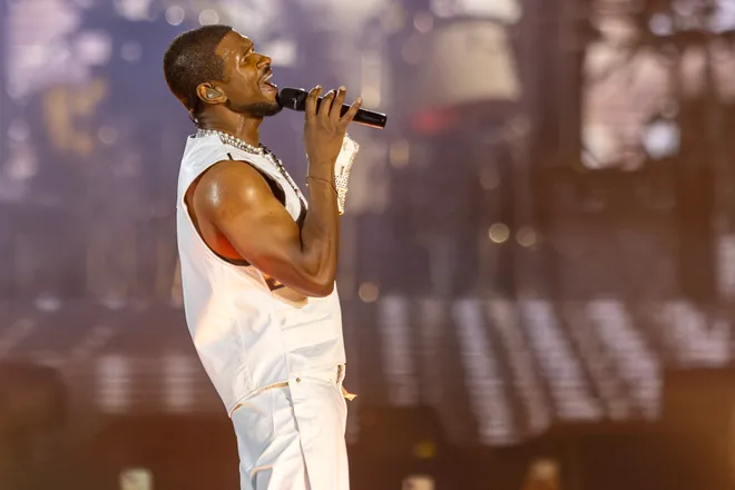Usher performs during "The R & B Tour" at Sun Bowl Stadium on Saturday, Oct. 3, 2026, in El Paso, Texas.