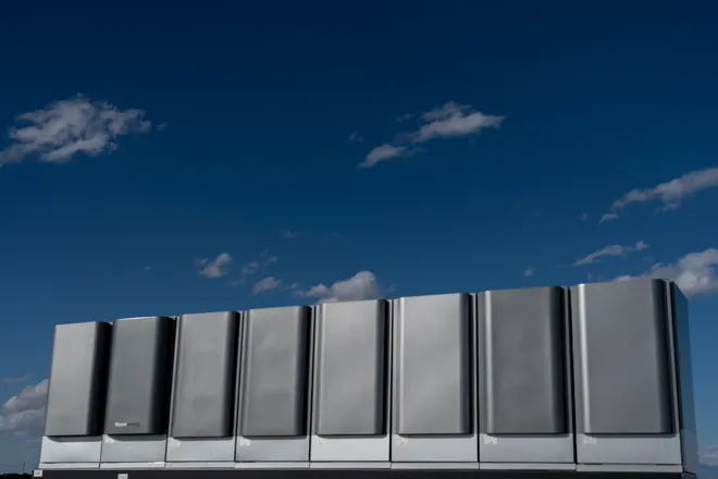Fuel cells are displayed during a media tour of Project Jupiter in Santa Teresa, N.M., on Tuesday, Oct. 13, 2026. Officials highlighted the technology planned to help power the data center campus.