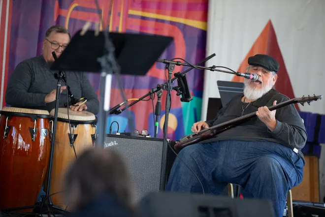 Local band Trisum performs at the 65th annual Texas Jazz Festival at Heritage Park in Corpus Christi, Texas, on Oct. 17, 2026.