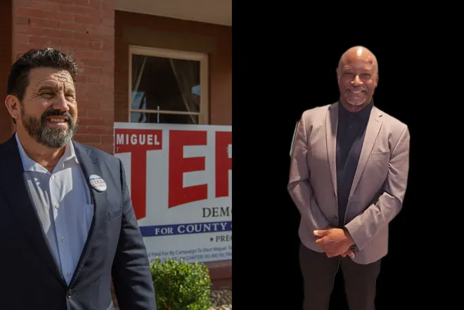 Democrat Miguel "Mike" Teran, left, is facing Republican Matt Sistrunk in the race for the El Paso County Commissioners Court Precinct 2 seat in the November General Election.